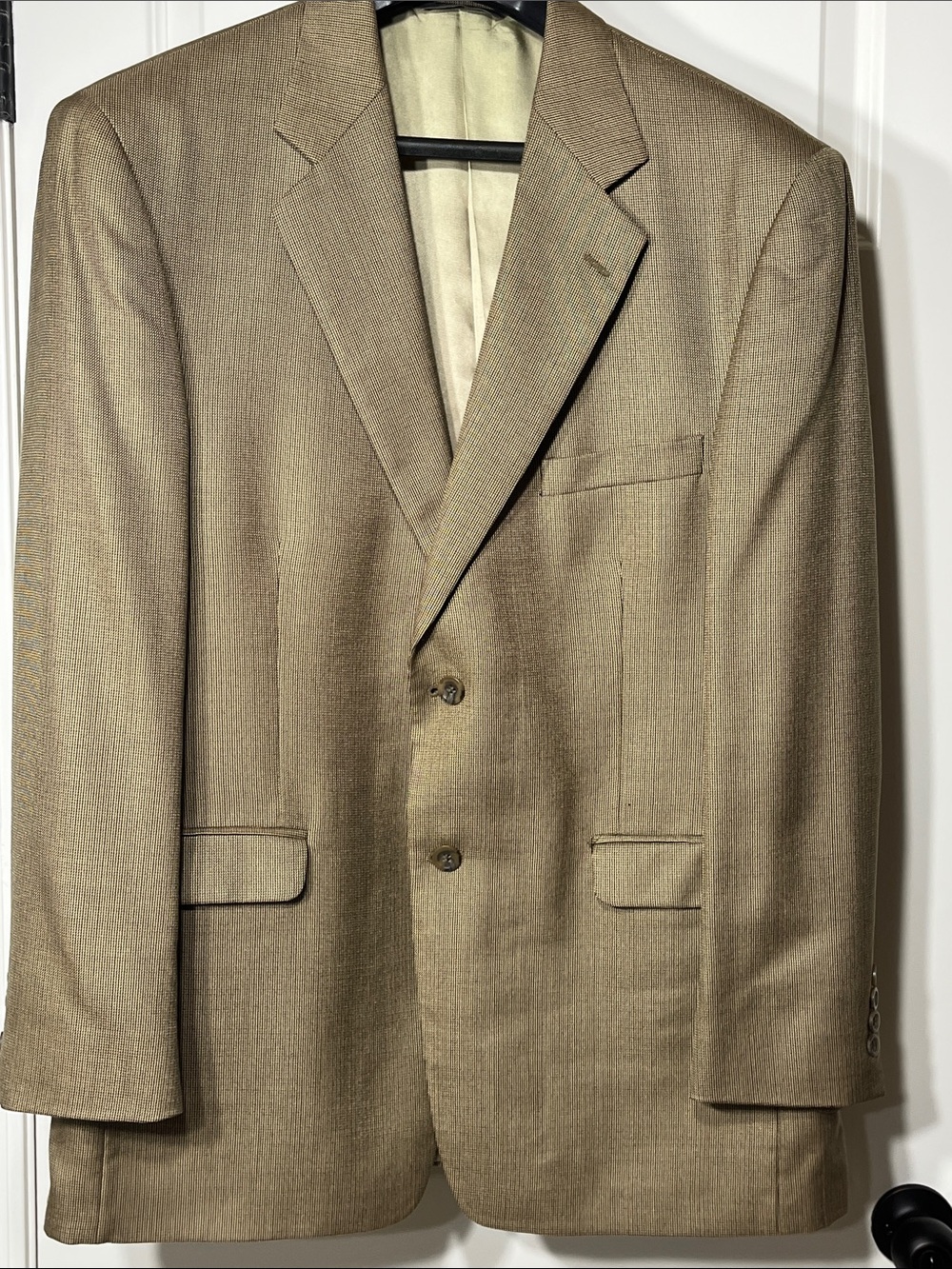 Stafford Executive 42R Wool Silk Sport Coat Blazer Brown Houndstooth 2 Button